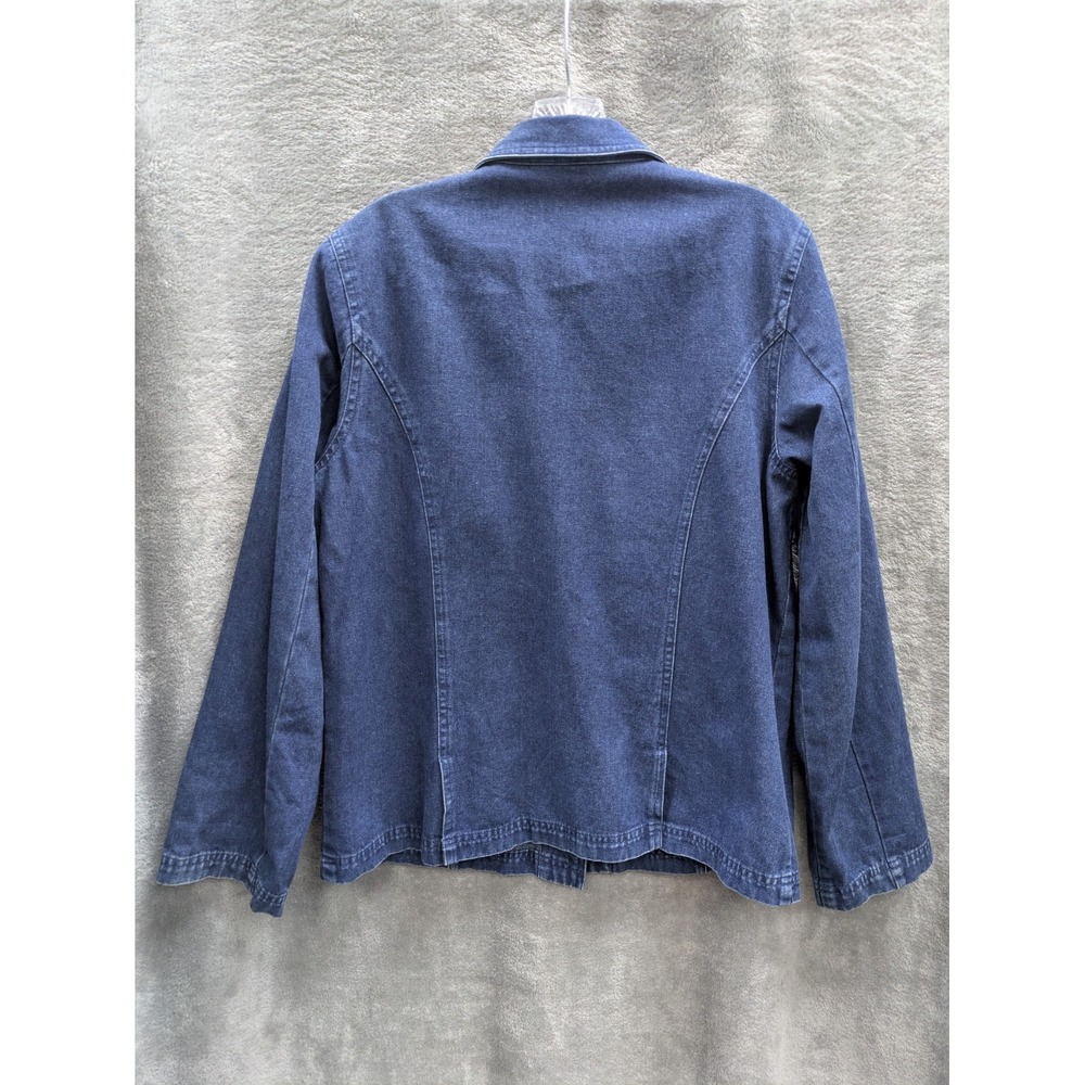 Vintage Denim Blazer Jacket Womens 10‎ Comfort 100 Cotton Jean Work 90s Grunge - Picture 4 of 6